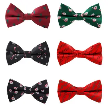 

Men Christmas Bowtie Xmas Tree Candy Cane Santa Claus Printed Festival Holiday 40JF