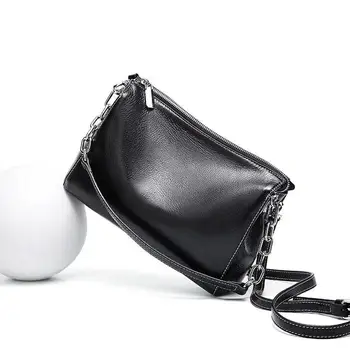 

2 Straps Girl's 100% Natural Cowhide Shoulder Bag, Women Genuine Leather Bags, Female Cross body Messenger Bag Large capacity