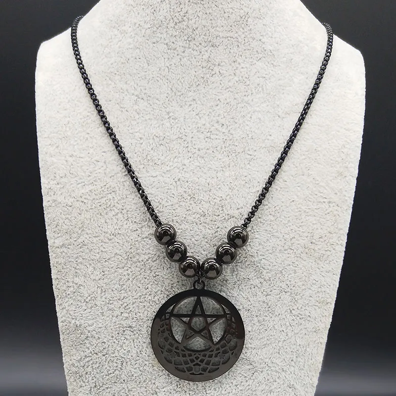 Женское Ожерелье из нержавеющей стали Witchcraft с пятиконечной звездой длинное