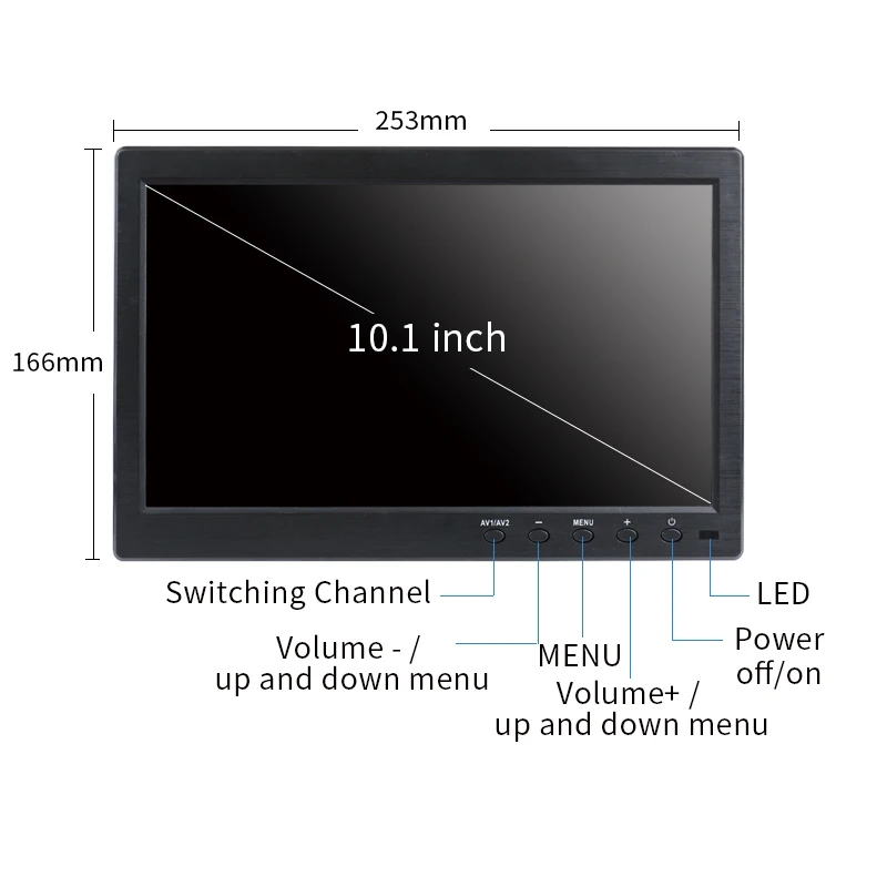  10.1 hdmi monitor 1920*1200 ips 16:9 VGA BNC usb AV for PC home TV CCTV medical industry microscope