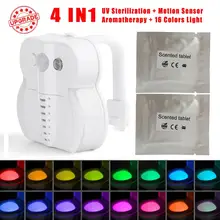 Уф стерилизация/датчик движения/ароматерапия/16 цветов Изменение 4 в 1 Смарт PIR Туалет сиденье ночник водонепроницаемый подсветка