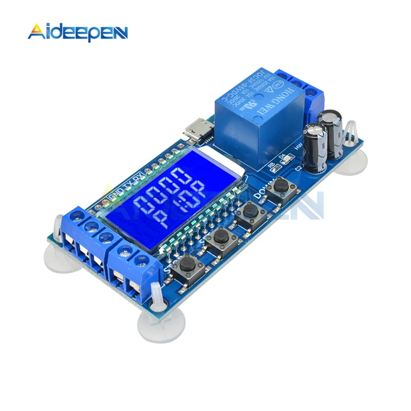 Микро USB цифровой ЖК дисплей реле времени задержки модуль DC 6 30 в управление