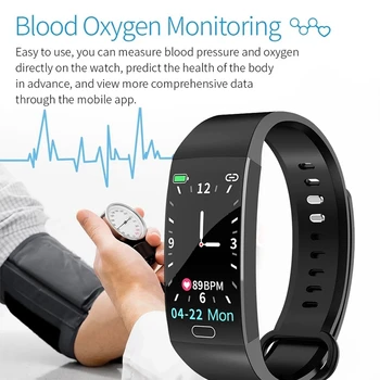 

RD11 Smart Bracelet 1.14 Inch Sports Bracelet with Heart Rate Blood Pressure Blood Oxygen Monitoring IP67 Waterproof Black