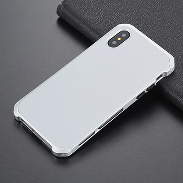 Silver Silver Side Текстурированный противоударный металлический каркас Пластиковая Задняя панель для iPhone XS iPhone Xs алюминиевый сплав Мобильный XS бампер чехол с подарком - Цвет: Silver Silver Side