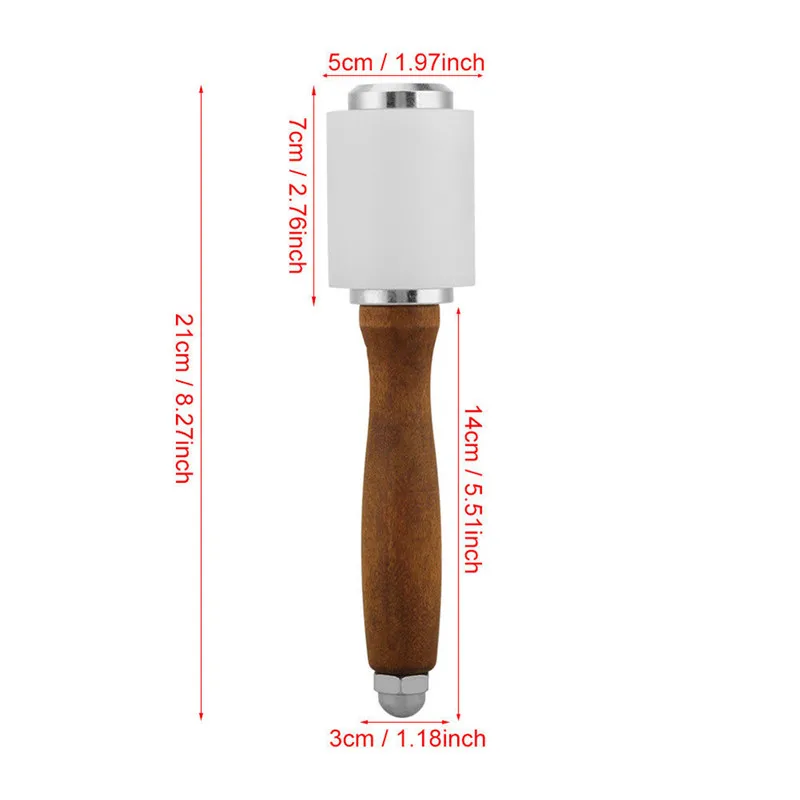 Leather Carving Hammer Printing Tool DIY Craft Cowhide Punch Cutting Sew Nylon Hammer Tool with Wood Handle Leathercraft Carving