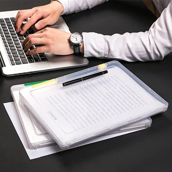 

Japan A4 Transparent Storage Box Clear Plastic Document Paper Filling Case File PP Office Organizer Invisible Storage Cases