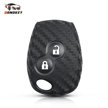 

Dandkey 2 Buttons Carbon Fiber Silicone Car Key Case Fit For Renault Kangoo Scenic Megane Sandero Captur Twingo Modus