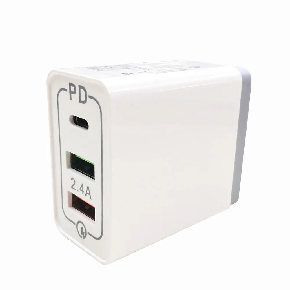 2 порта USB PD3.0 QC3.0 быстрое зарядное устройство 2.4A Type C PD настенное кабель