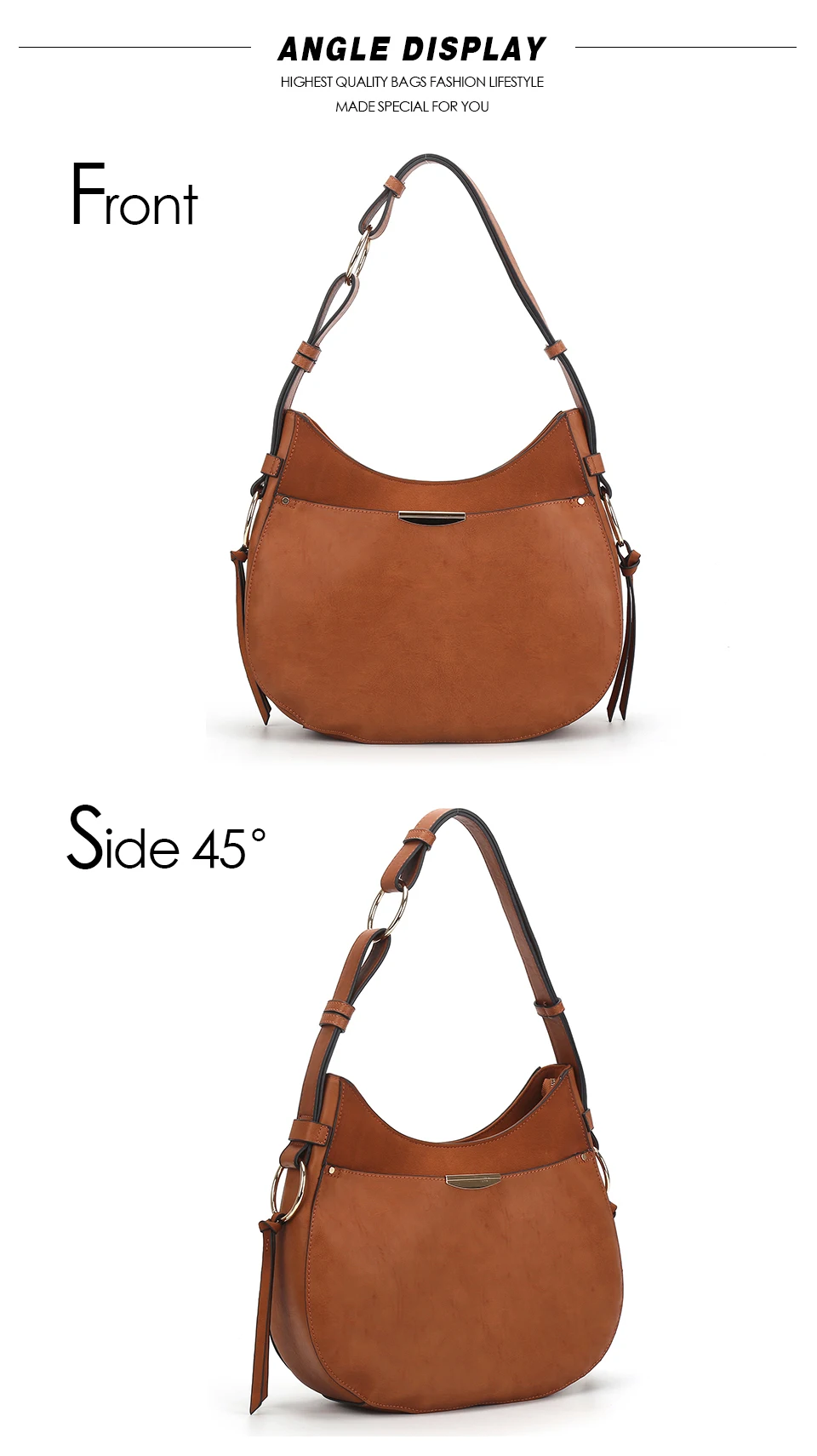Женская сумка Хобо на плечо, Женская Повседневная Сумка-тоут, женская сумка полумесяца, мягкая женская сумка, оригинальная круглая плоская сумка | HB1003L