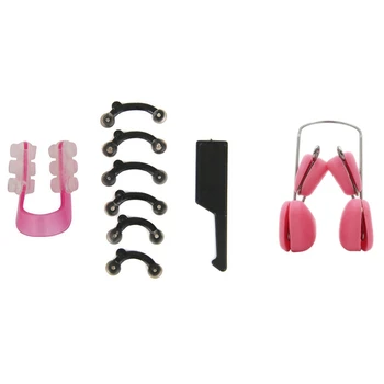 

2 Set 3D Silicone Nasal Bridge Heightening Device 3D Nose Gel Shaper Nose Splint Nose Corrector, Black & Pink