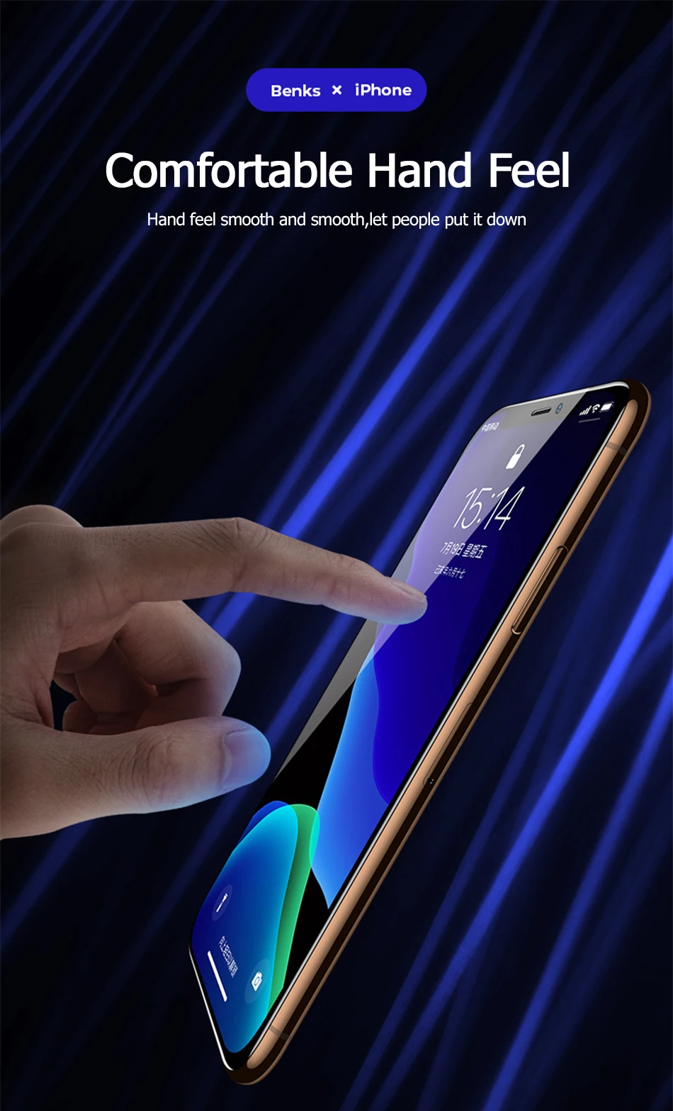 Benks OKR Tempered Glass Film 0.3mm For iPhone 11 Pro Max Full Cover Anti Blue Screen Protector AGC 9H Bubbles Free Glass Front (8)