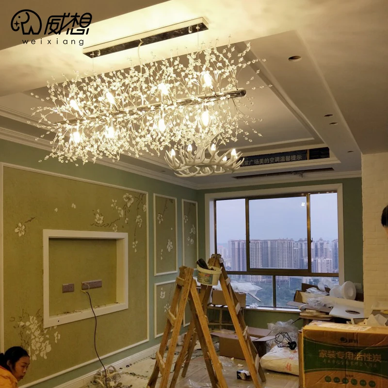 

Led Italian Luxury Crystal Pendant Lights Model Room After The Modern Simple Nordic Bedroom Restaurant Crystal Lamp Bed