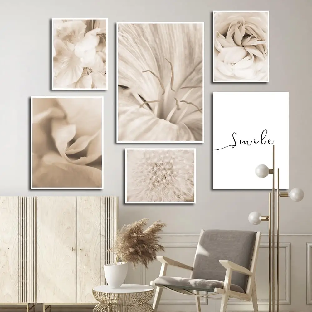 

Scandinavian Fashion Poster Flower Petal Letter Nordic Style Wall Art Canvas Print Painting Modern Living Room Decor Picture