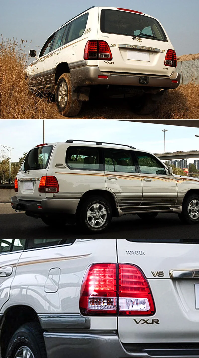Автомобильный Стайлинг задние фонари для Toyota Land Cruiser LC100 2000-2007 Задняя лампа DRL+ сигнал поворота+ обратный+ светодиодный тормоз
