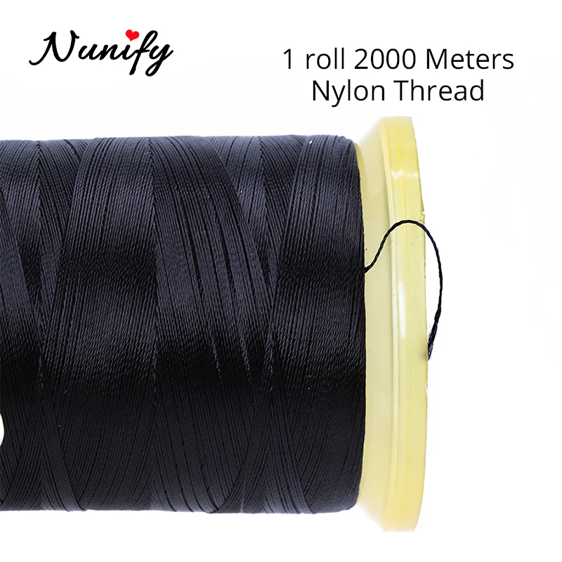 Nunify 검정 폴리에스터 실, 길이 2000m, 가발 재봉실, 머리 직조 실, 선물 1 개, 6.5cm, C 곡선 바늘
