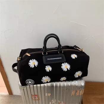 

G-DRAGON Fashionable Tide Brand Female Bag Embroidery Small Daisy Diagonal Bag Large Capacity Canvas Bag Women Purse and Handbag