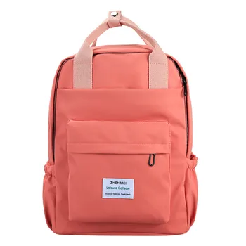 

2020 Waterproof Nylon Women Backpack Female Solid Color Schoolbag Leisure Long Portable Travel Backpack Large Capacity Mochila