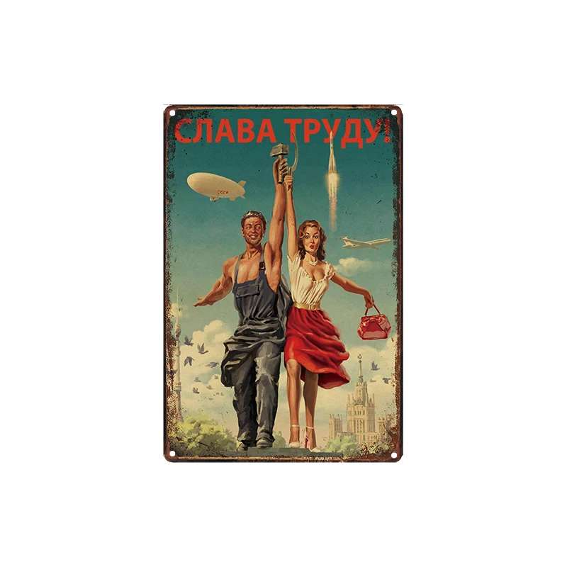 

Russian Style Stalin Tin Signs Plaque Metal Vintage Wall Bar Art Garage Decor Cuadros 30X20CM LA-2760A