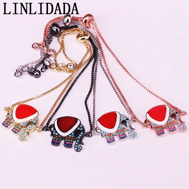 8 шт., модные красные/белые эмалированные женские ювелирные изделия, металлические микро красочные CZ циркония слон соединитель цепи браслет