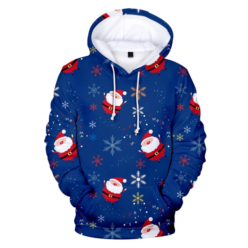 

3D Digital Printing Christmas Sweatshirt Autumn Winter Fashion New Loose Casual Women Hooded Pullover Sweatshirt