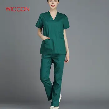 

Medical clothing 100% cotton surgical scrub set doctor nurse long sleeve uniform dental clinic pet doctor beauty salon overalls