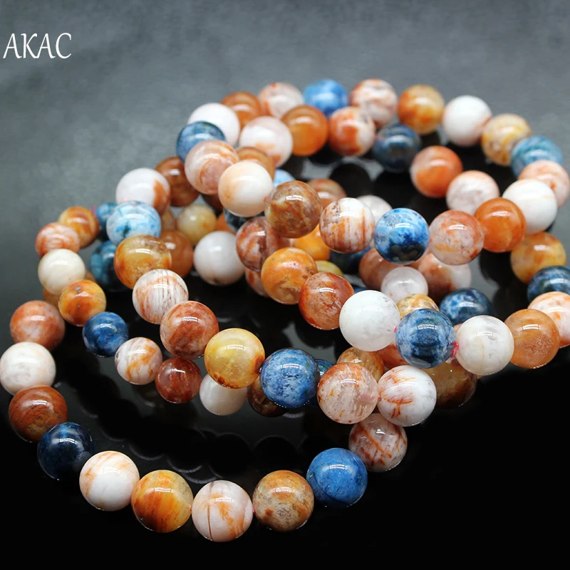 AKAC approx10-10.8mm AA натуральный снег красочные Фантом браслет бусы руды approx19beads/браслет