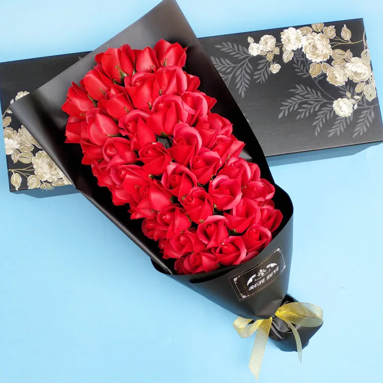 51 Flower Rose Soap Bouquet Gift Box Creative Soap Flower Christmas Gift Artificial flowers Bouquet Valentine's Day Gift