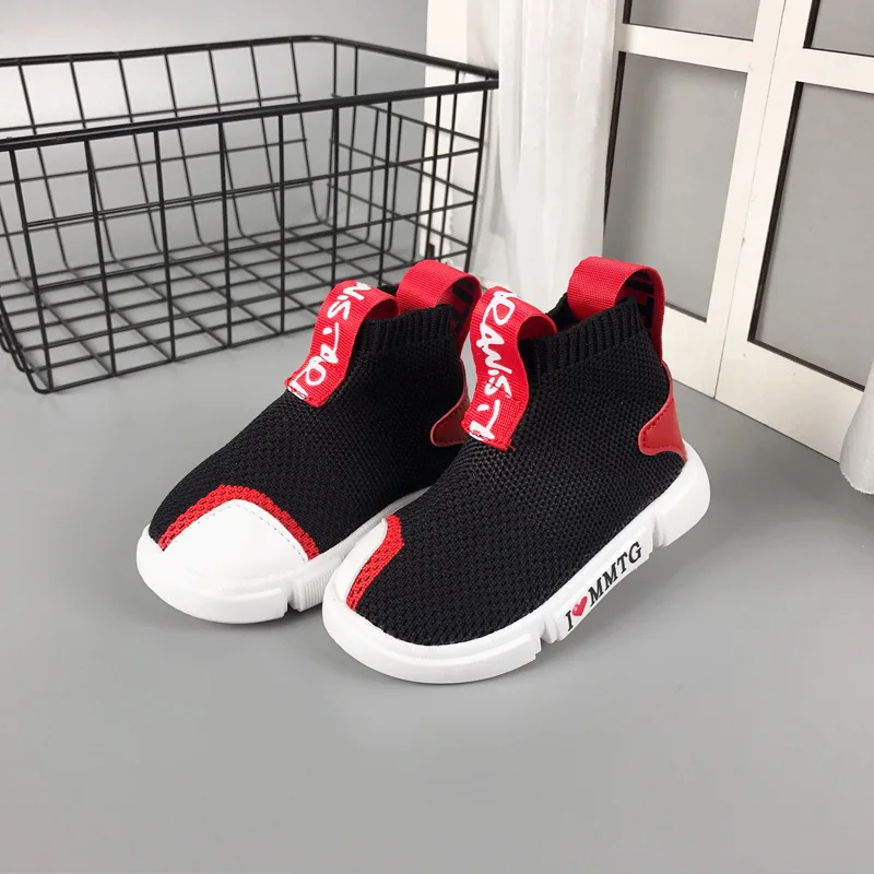 

2019 Spring And Autumn New Style Flying Woven Shoes Socks Shoes 1-3 Years Old Male Baby Knitted Shoes Soft Bottom Anti-slip Autu