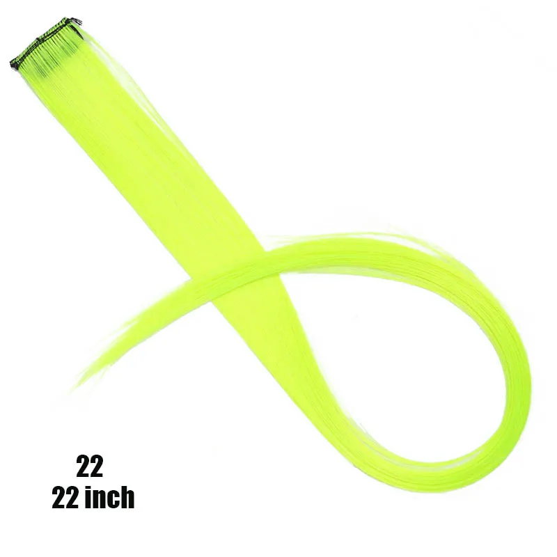 Xuanguang ounico grampo em extensøes de cabelo de uma pecha longa reta resistente ao calor sintético rosa verde cabelo pedas - Цвет: CFP-22