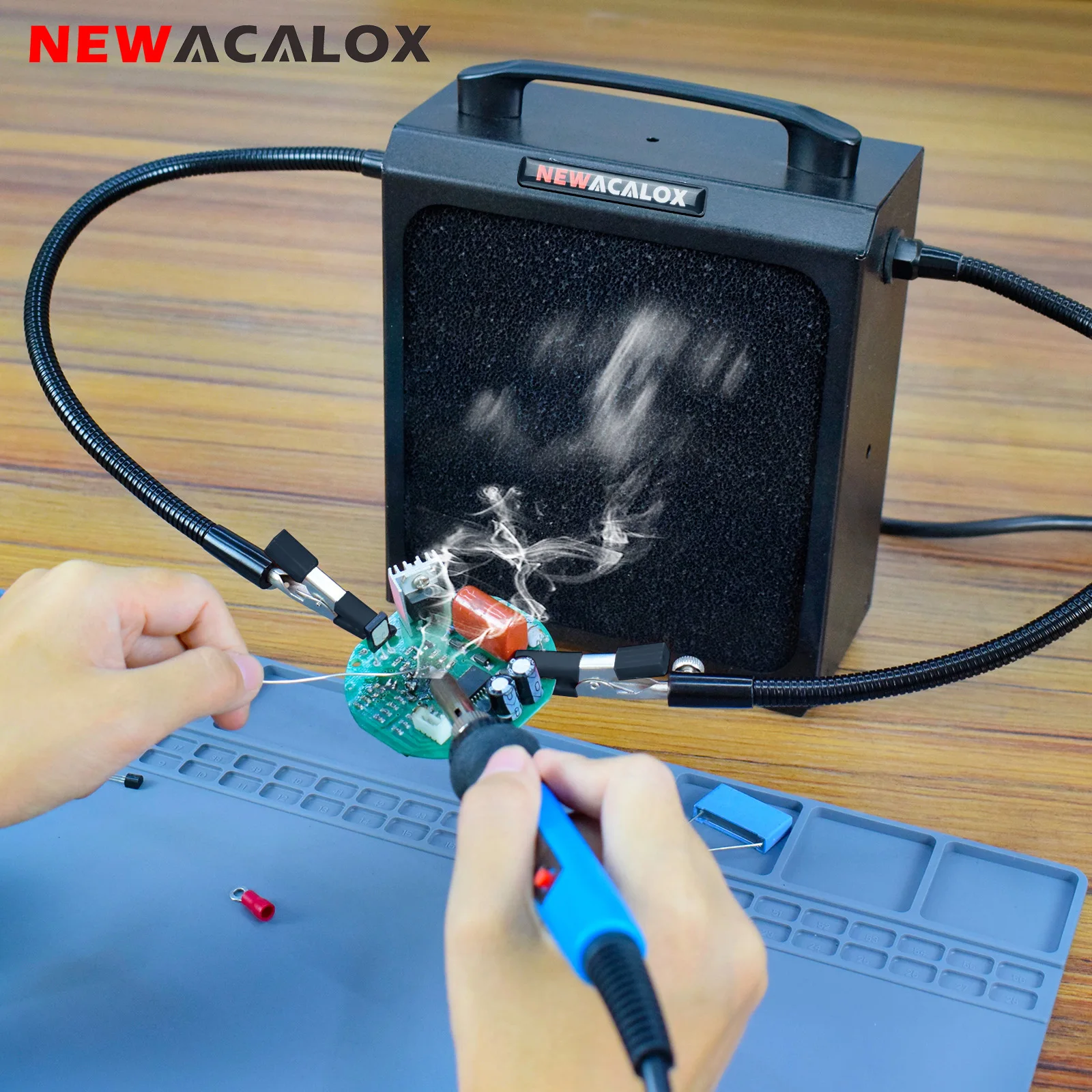 NEWACALOX30WSolderFumeExtractorwith2PcsHelpingHandsFilter