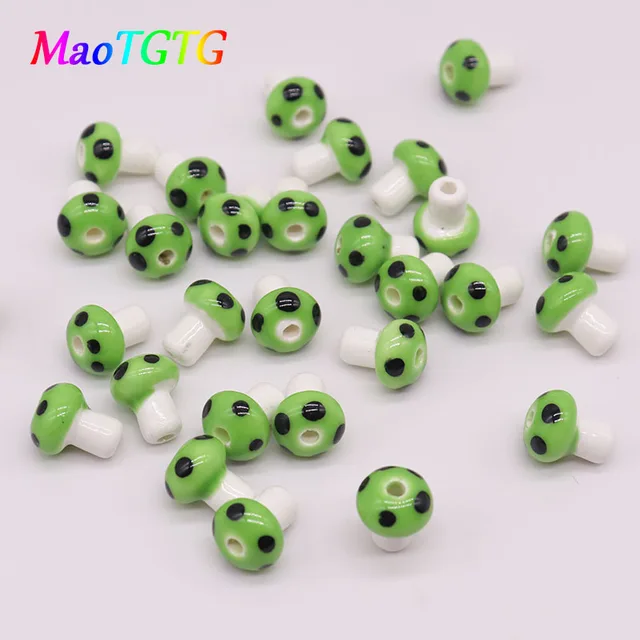 10x12mm Ceramic Mushroom Beads For Jewelry Making Necklace Bracelet Mix Color Handmade Ceramic Spacer Bead Accessories Wholesale A4