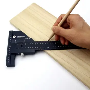 

T Type Woodworking Multifunction High-precision Ruler Scriber Measuring Carpentry Marking Gauge Carpenter DIY Tools