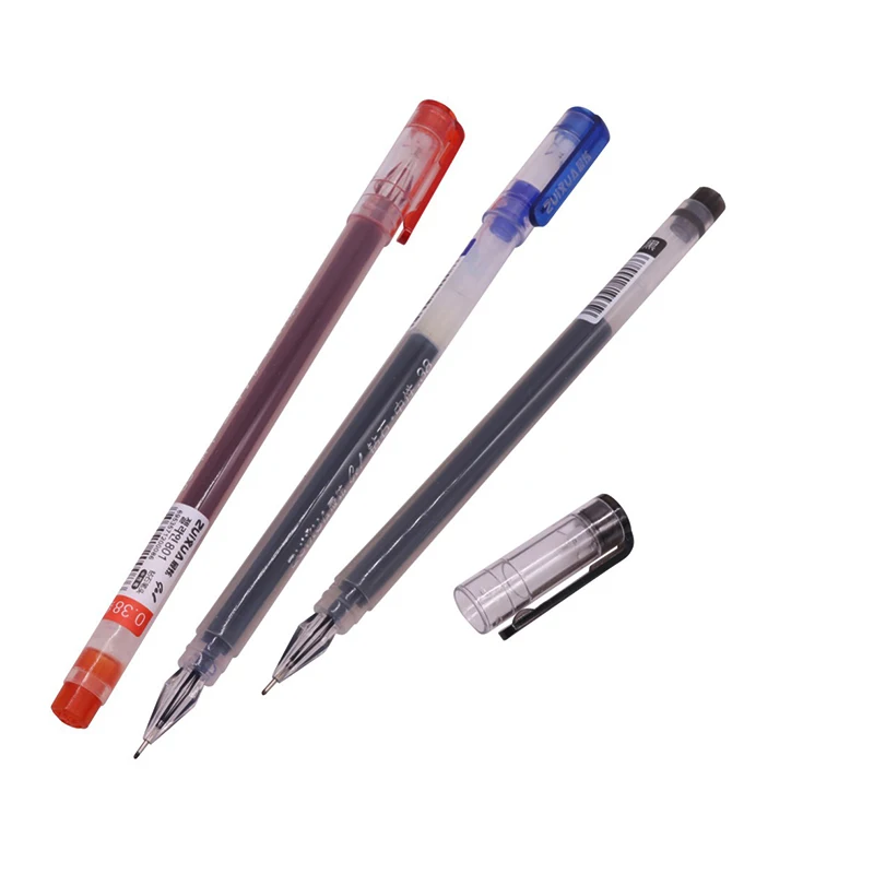 대용량 잉크 다이아몬드 팁 젤 펜, 검정, 파랑, 빨강 리필, 시험 서명 쓰기, 학교 사무용품, 세트 당 6 개, 0.38mm