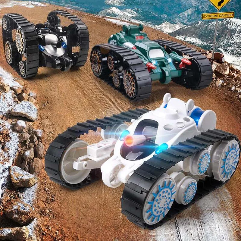 

Kids Remote Control Tanks Car 360degree Flip Stunt Deformed Car Boy Toy Model RC Tank with LED Lights and Music Children's Gift