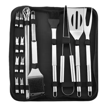 

20pcs Stainless Steel BBQ Tool Set Barbecue Grilling Utensil with Bag Outdoor