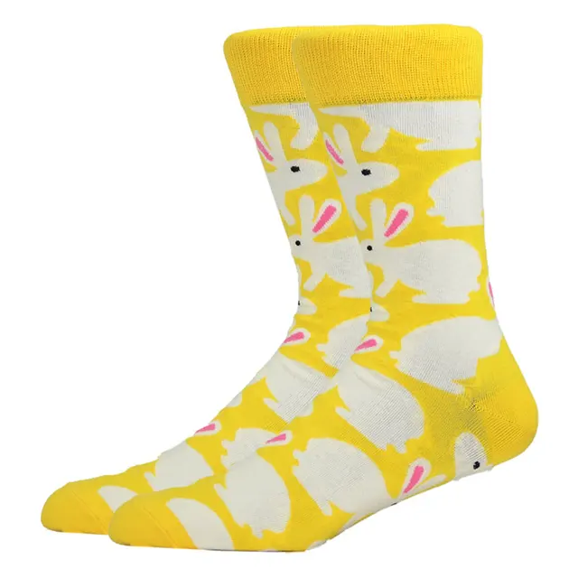 Fashion Men Happy Socks Combed Cotton Cartoon Animals Dog Cat Large Size Casual Women Cute Funny Harajuku Socks Colorful HK11046-5