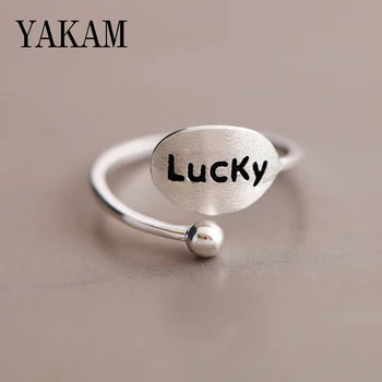 

Letter Lucky Anillos Men Punk Rings 2020 New Open Adjustable 925 Silver Ring for Women Jewelry Making Family Good Luck Anel Gift
