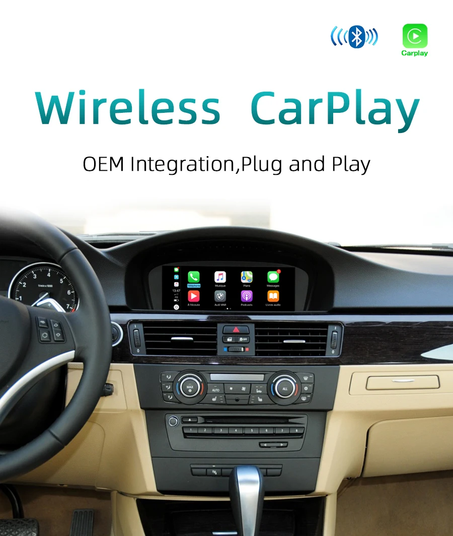 Sinairyu WIFI Wireless Apple Carplay for BMW CIC 6.5 8.8 10.25 inch 1 3 5 6 7 series X1 X3 X5 X6 2009-2013 Android Auto Car Play