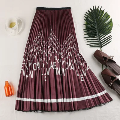 Miyake модная плиссированная юбка в европейском и американском стиле с буквенным принтом юбка с принтом юбки