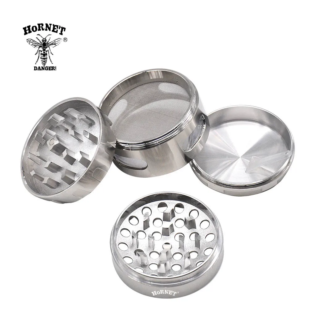 Курительная шлифовальная машина из цинкового сплава HORNET с большим окном 63 мм 4 шт.