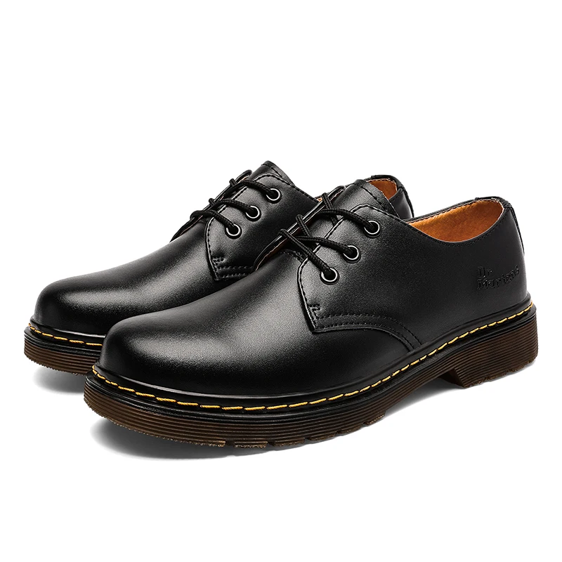 Mocasines informales de cuero Oxford para Hombre y mujer, botines Unisex, moda británica, Botas de goma, Size35-47