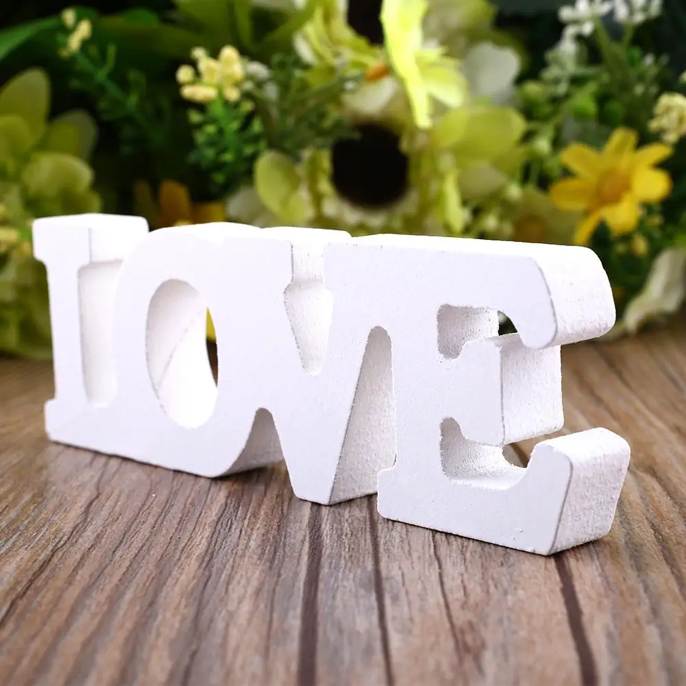 White Wooden English Alphabet Free Standing Wedding Props Home Decor Wood Board Letter 