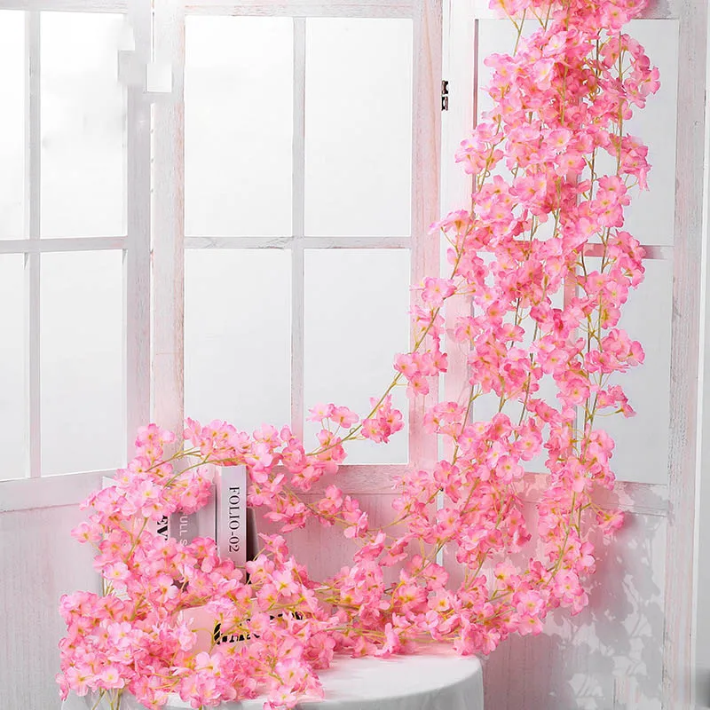 135 Цветочная головка 1 шт. Шелковый Искусственный цветок вишни роза лоза