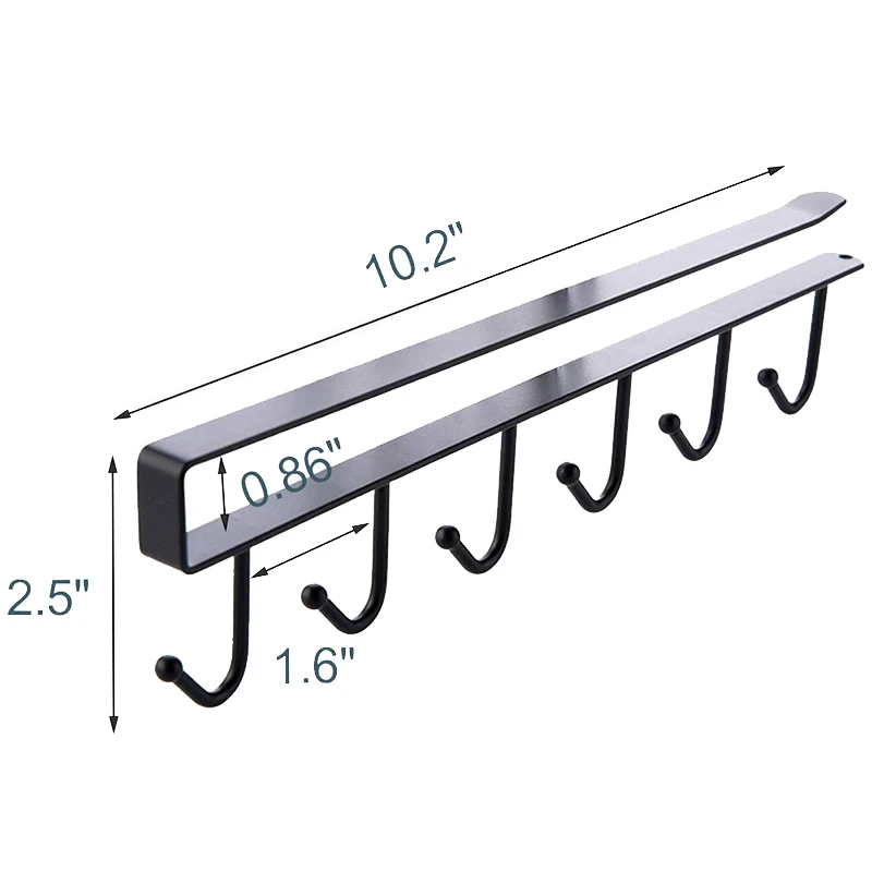 

Multi-Function 3Pcs X 6 Hooks Mug Holder Under Cabinet Coffee Cup Hanger for Kitchen, Armoire and Any Thickness Of 0.8 Inch or