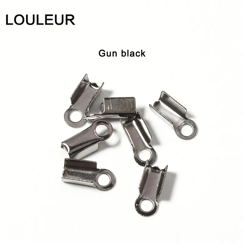 200 teile/los Cove Verschlüsse Cord End Kappen String Band Leder Clip Spitze Falten Crimp Bead Anschlüsse Für Schmuck Machen Erkenntnisse – Detail 6
