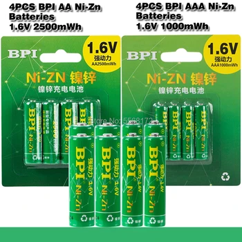 

BPI 4Pc/1card 1.6V 2500mWh AA Batteries+4Pcs/1card 1000mWh AAA Batteries NI-Zn AA/AAA Rechargeable Battery