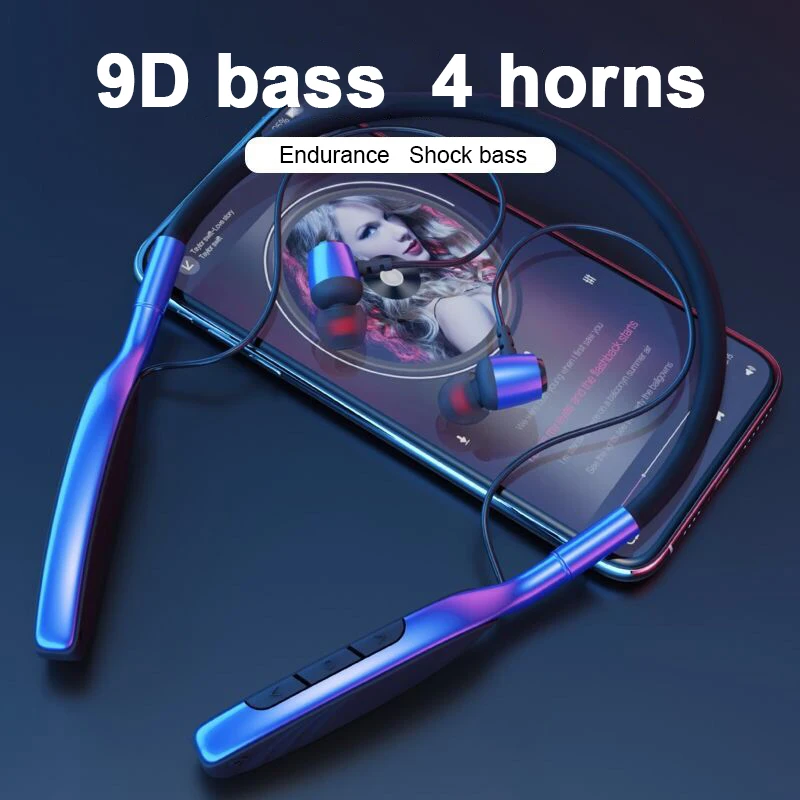Magnetic Neck Hanging Bluetooth 5 0 Headset Wireless Earphone Noise Conceling Sports Headset Earbuds With Mic Sweat Proof