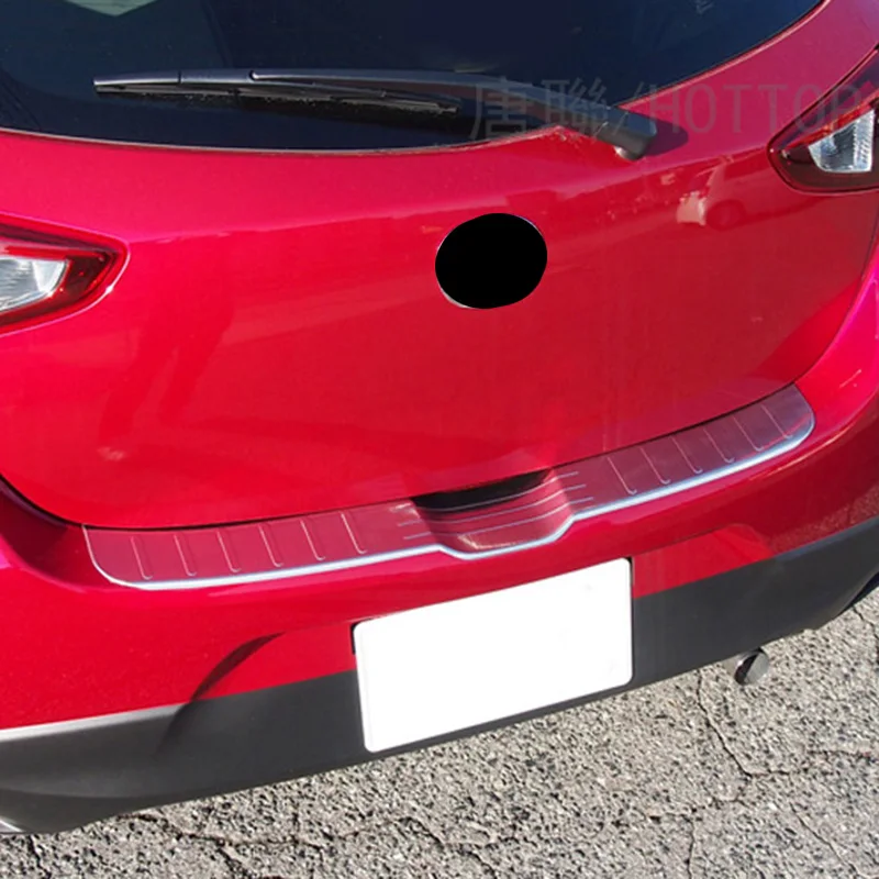 Защитная Накладка на порог заднего бампера для Mazda 2 Demio молдинг хэтчбек 5 дверей