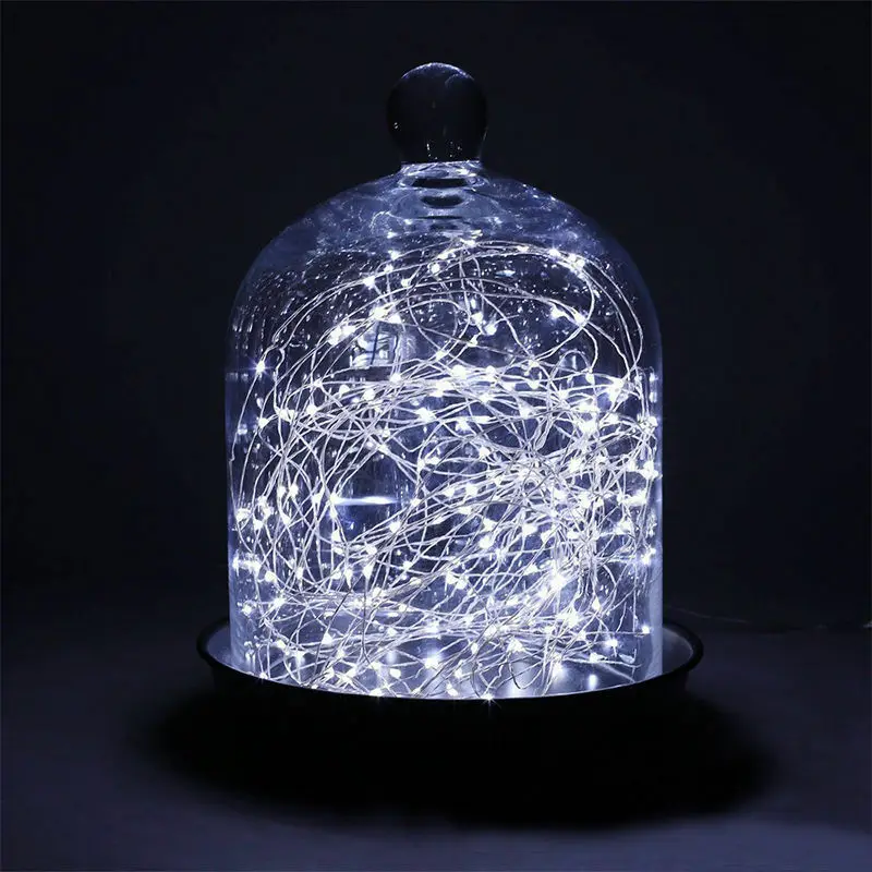 Горячая 3AA Батарея питание гирлянда 10 м 100 светодиоды LED Серебряный Цветной Медный