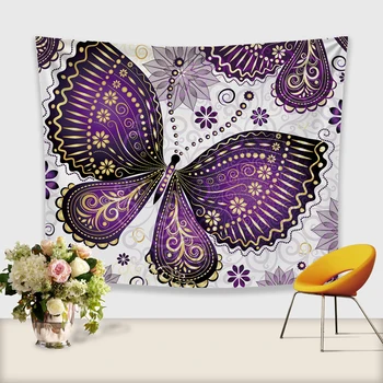

3D butterfly Tapestry purple Decorative Wall Carpet Home Decor Bedspread Sheet
